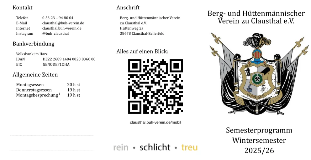 Semesterprogramm WS2526 BuH-Verein Clausthal Außenseite